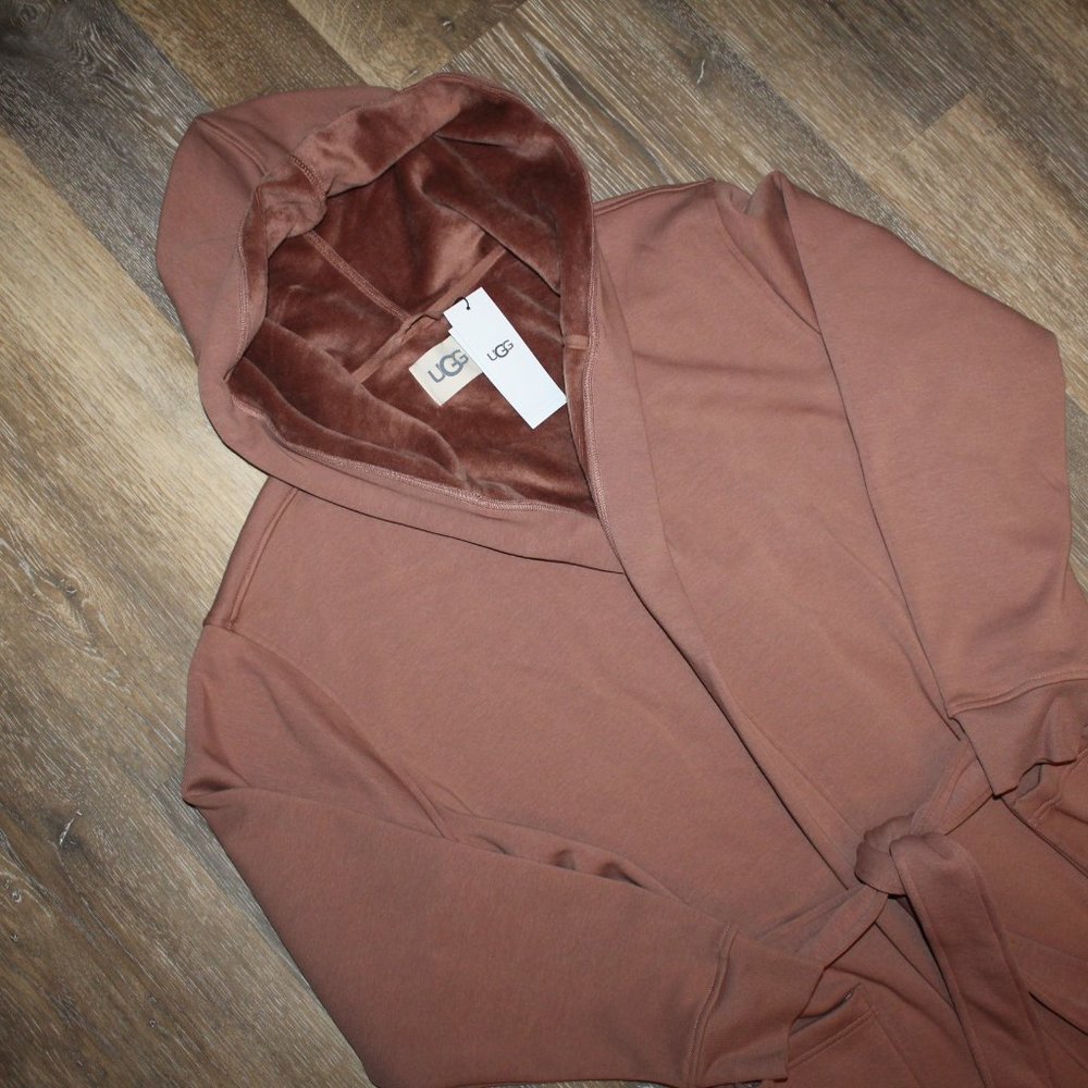 NWT UGG‎ MEN'S PLUSH HOODED BATH ROBE BRICK TAN L/XL